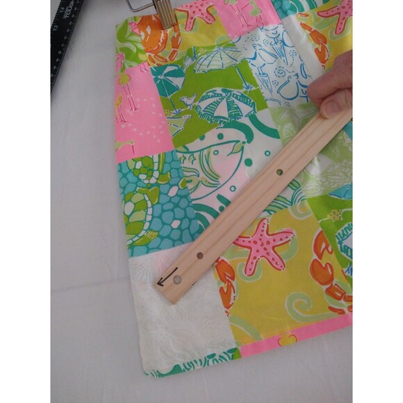 Vintage 1990s Lilly Pulitzer Skort Size 4 tropical Pink green blue Patchwork sea - Picture 4 of 12